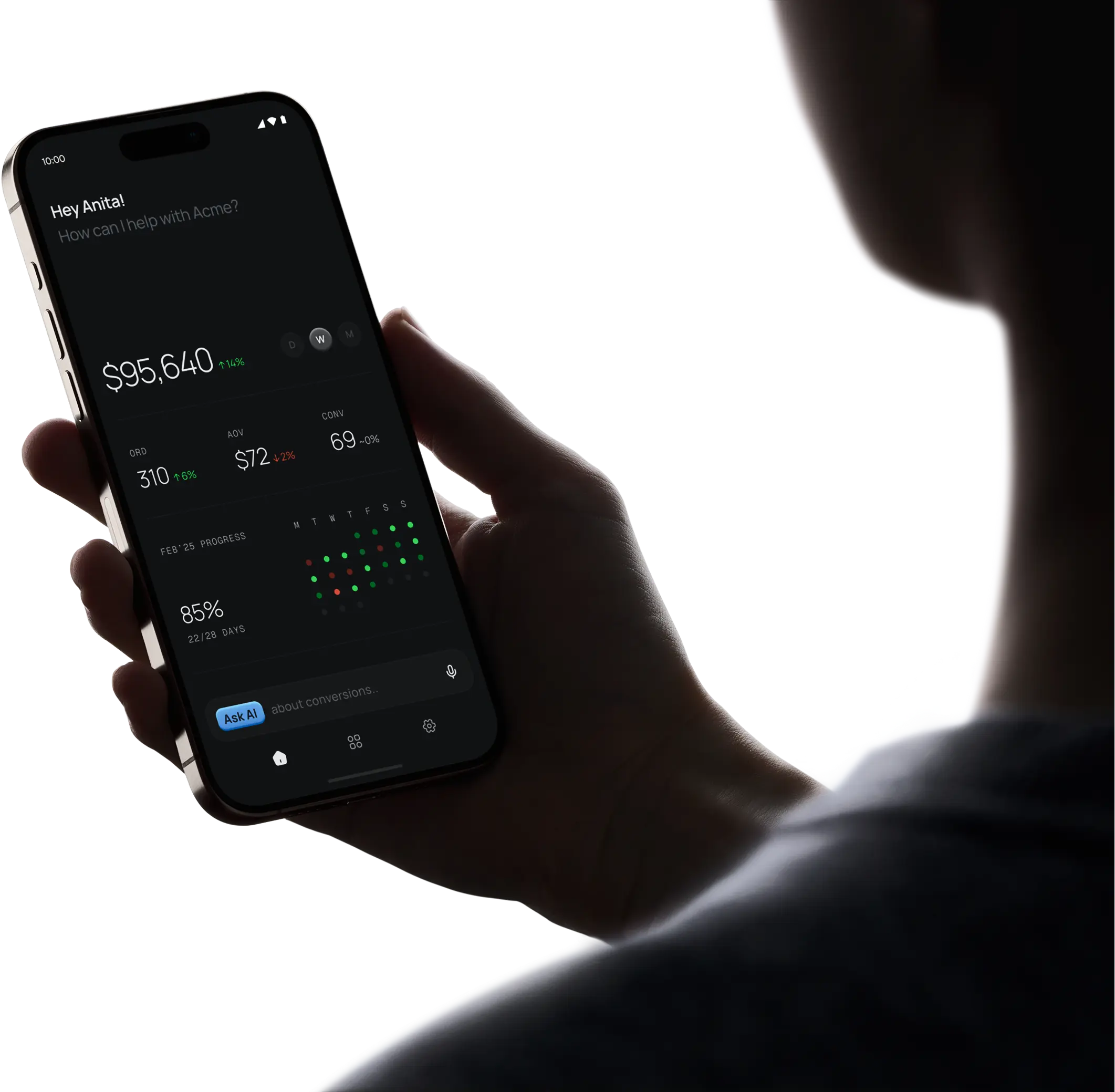 Mobile app interface showing business notifications